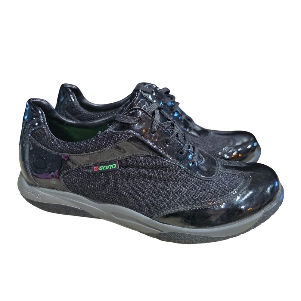 Sano‎ by Mephisto Womens Black Patent Mesh Walking Shoes Sneakers US 9 EUR 6.5